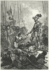 Frans I af Frankrig blev taget til fange i slaget ved Pavia af Alphonse Marie de (after) Neuville