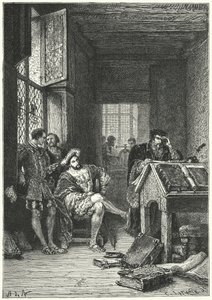 Frans I af Frankrig med bogtrykkeren og lærde Robert Estienne af Alphonse Marie de (after) Neuville