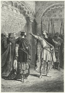 Hugh Capet, frankernes konge, og den oprørske grev Adalbert af Perigord, 987 (gravering)