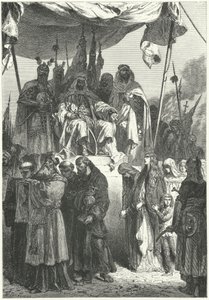 Saladin ser fangne kristne komme forbi efter hans erobring af Jerusalem af Alphonse Marie de (after) Neuville