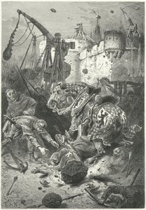 Simon de Montforts død ved belejringen af Toulouse