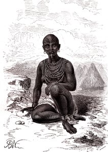 Etelä-Sudanin latuka-heimon päällikön Moyn vaimo Bokke af Alphonse Marie de Neuville