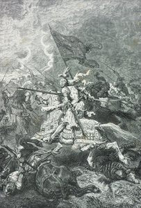 De franske ridderes angreb i slaget ved Fornoue af Alphonse Marie de Neuville