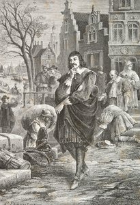 Descartes på gåtur i Amsterdam (Kobberstik) af Alphonse Marie de Neuville