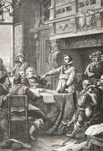 Jean Guiton sværger at forsvare La Rochelle under belejringen i 1628 (Kobberstik) af Alphonse Marie de Neuville