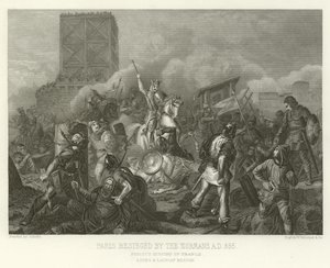 Paris belejret af normannerne, 885 e.Kr. af Alphonse Marie de Neuville