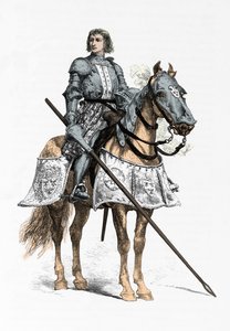 Portræt af ridderen Bayard (Kobberstik) af Alphonse Marie de Neuville