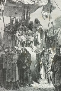 Saladin ser de kristne forlade Jerusalem i 1187 (gravering) af Alphonse Marie de Neuville