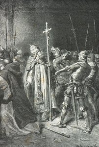 Sciarra Colonna slår pave Bonifatius 8. i Anagni af Alphonse Marie de Neuville