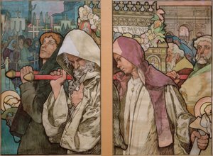 A. Mucha, vindue af St. Vitus i Prag / pap 1931 af Alphonse Mucha