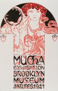 Reklameplakat af Alphonse Mucha (1860-1939) for "Mucha Exhibition, Brooklyn Museum", 1921 - Reklameplakat af Alphonse Mucha for Mucha udstilling på Brooklyn museum i New York, 1921 Dim