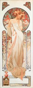 Reklameplakat af Alphonse Mucha (1860-1939) for duften "Sylvanis essence" 1899 - Dim 21x61 cm Reklameplakat af Alphonse Mucha for parfumen "" Sylvanis essence "" 1899 - Privat kol.