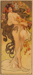 Efterår fra serien Les Saisons, ca. 1900. af Alphonse Mucha