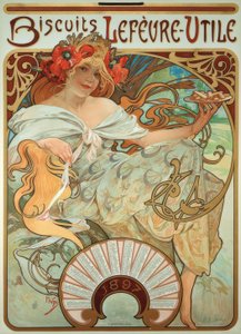Lefèvre-Utile cookies af Alphonse Mucha
