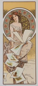 Champagnekalender, ca 1897. af Alphonse Mucha