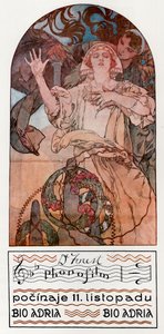 DeForest Phonofilm. Præsentation af en af de første musikalske lydfilm ved Adriaen i Prag, 1927 af Alphonse Mucha