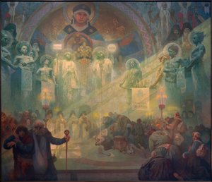 Det hellige Athos-bjerg af Alphonse Mucha