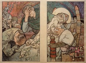 Vinduet til St. Vitus i Prag, pap 1931 af Alphonse Mucha