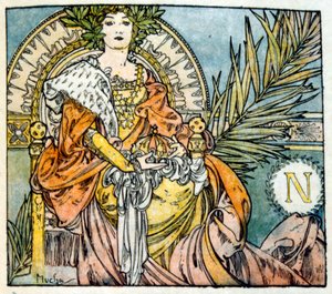 Illustration af Alphonse Mucha fra "Clio", et værk af den franske forfatter Anatole France. 1900. Mucha (1860 1939). var en tjekkisk art nouveau-maler af Alphonse Mucha
