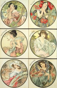 Juli August September Oktober November December af Alphonse Mucha