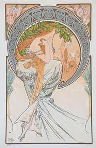La Poesia Fra serien The Arts, 1898. af Alphonse Mucha