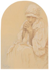 Portræt af Jaroslava, kunstnerens datter, ca. 1924. af Alphonse Mucha