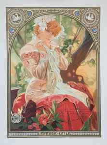 Plakat for Lefevre-Utile. Sarah Bernhardt i rollen som Melissinde i La Princesse Lointaine.