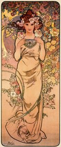 Rose, fra serien De fire blomster, 1897 af Alphonse Mucha