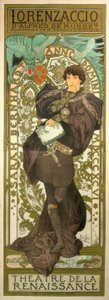 Sarah Bernhardt som Lorenzaccio af Alphonse Mucha