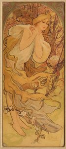 Forår fra serien Les Saisons, ca. 1900. af Alphonse Mucha
