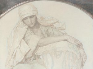 Studie af en ung kvinde af Alphonse Mucha