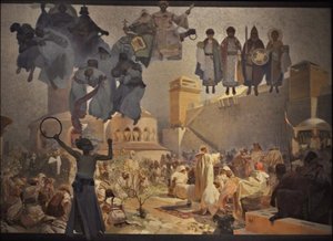 Indledningen af den slaviske liturgi Cyklus Det slaviske epos af Alphonse Mucha