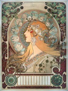 Zodiac kalender af Alphonse Mucha