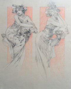 Foreløbig tegning til tabel 12 af Alphonse Mucha