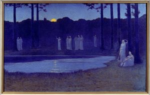 Symbolik: "" Chants de nuit"" Maleri af Alphonse Osbert (1857-1939) 1896 Søn. 0,77x1,24 m Paris, musee d