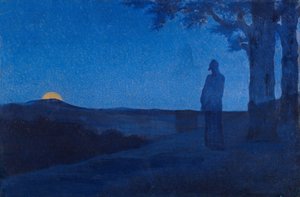 Kristi ensomhed af Osbert, Alphonse (1857-1939). Olie på træ, størrelse: 37,5x56