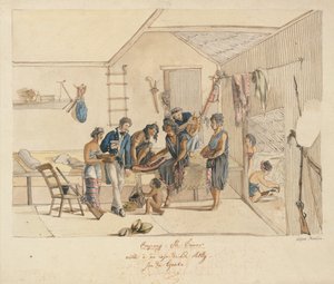 Besøg en Raja på Timor-øerne (pen, blæk og akvarel på papir)