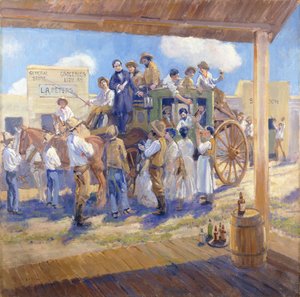 Guvernør Burnett leverer Charter of Statehood til San Jose, Californien, ca. 1925 (olie på lærred)