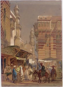 Markedsdag på Mu"izz id-Din li-Lah, gamle Cairo, 1862