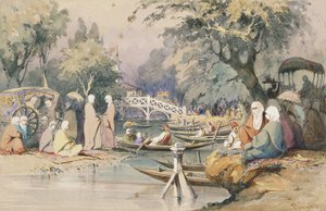 Tyrkere ved Temple of Sweet Waters, Konstantinopel, af Amadeo Preziosi