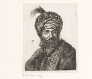 Buste af en mand iført turban