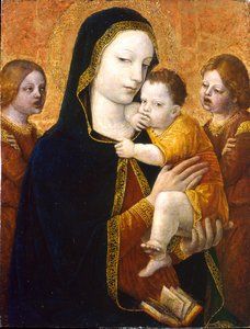 Jomfruen og barnet med to engle, ca 1485