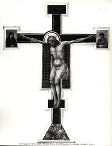 Korsfæstelsen (tempera på panel) (s/h foto) af Ambrogio Bondone (school of) Giotto
