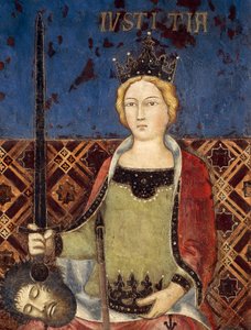 Allegori om god regering, retfærdighed, detaljer fra Allegory og virkninger af god og dårlig regering på by og land af Ambrogio Lorenzetti