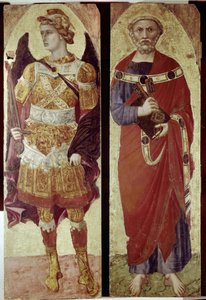 Ærkeenglen Michael og St. Peter, detalje af en polyptisk (tempera på træ af Ambrogio Lorenzetti