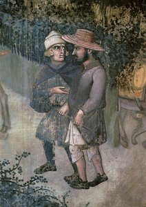 Effekter af god regering på landet, detalje af to mænd, der går og taler af Ambrogio Lorenzetti