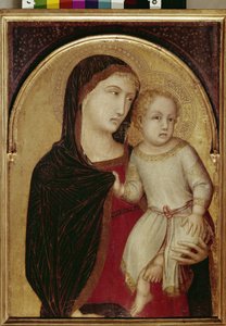 Jomfru og barn (tempera og bladguld på træ, ca. 1335) af Ambrogio Lorenzetti