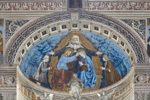 Jomfru Marias kroning med Gud og Helligånden mellem Francesco og Ludovico Sforza