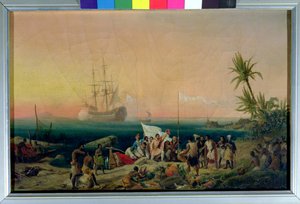 Jean de Bethencourt (ca. 1360-1425), Norman Navigator, opdager øen Lanzarote i 1402, 1848 af Ambroise Louis Garneray