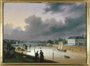 Havnen i Nantes af Louis Garneray, sd. ca. 1820, Olie paa Lærred, H. 0,330; L. 0,460. CCIP Coll. af Ambroise Louis Garneray